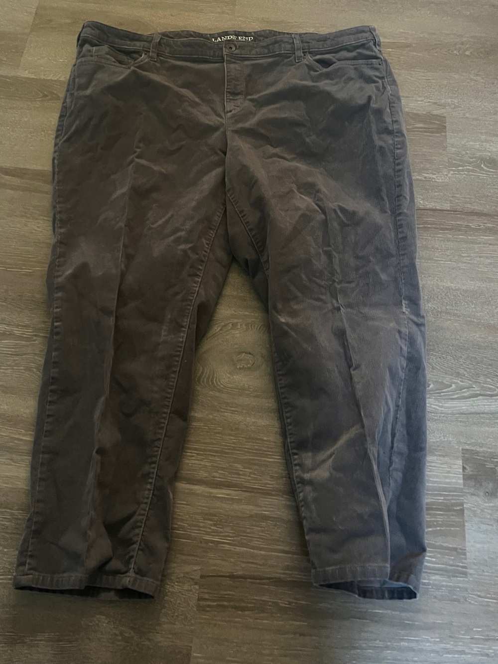 Lands' End Mid Rise Straight gray Corduroy Pants Size 24W